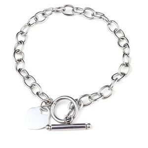 Stainless steel heart link bracelet